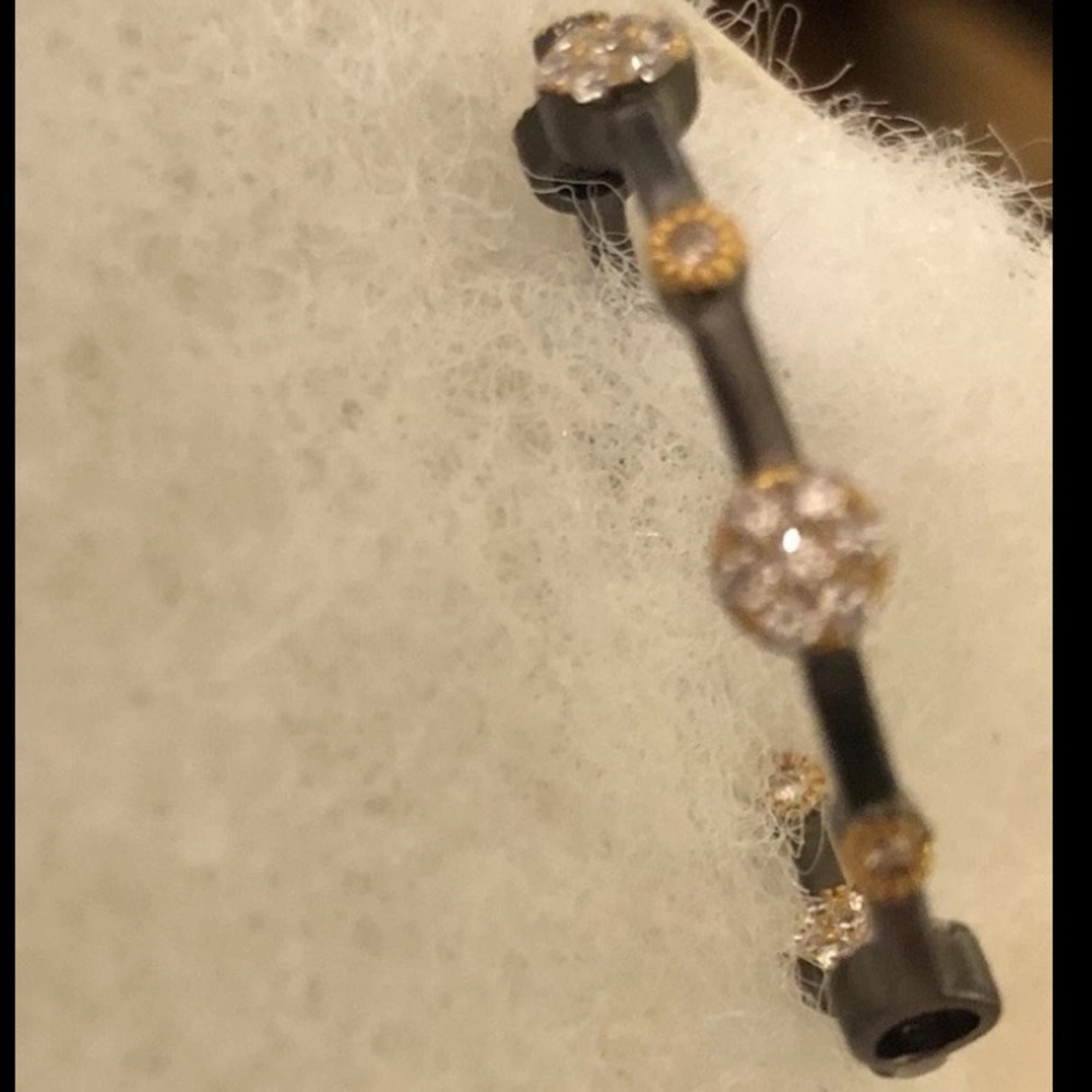 FREIDA ROTHMAN 1.25” Hoop Earrings STARRY NIGHT Gold & Rhodium Over SS NEW $295 - Picture 9 of 16